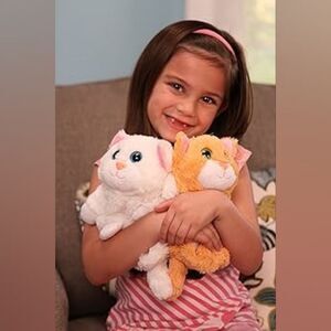 Pop Out Pets 3-in-1 Reversible Stuffed Animal Plush Toy White Black Orange Cats